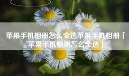 苹果手机相册怎么全选苹果手机相册「苹果手机相册怎么全选」