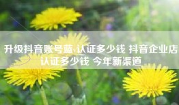 升级抖音账号蓝v认证多少钱 抖音企业店认证多少钱 今年新渠道