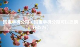 淘宝手机分期（淘宝手机分期可以提前还款吗）