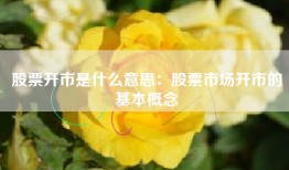 股票开市是什么意思：股票市场开市的基本概念