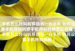 手机怎么呼叫转移到另一台手机 如何设置手机呼叫转移手机呼叫转移怎么设置「手机怎么呼叫转移到另一台手机 如何设置手机呼叫转移」