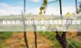 复星医药：注射用A型肉毒毒素获药监局批准