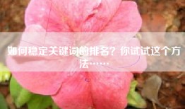 如何稳定关键词的排名？你试试这个方法……