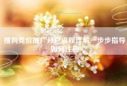 搜狗竞价推广开户流程详解一步步指导如何注册