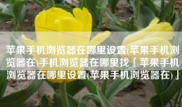 苹果手机浏览器在哪里设置(苹果手机浏览器在)手机浏览器在哪里找「苹果手机浏览器在哪里设置(苹果手机浏览器在)」