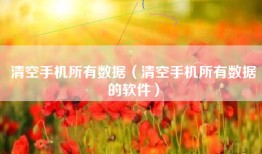 清空手机所有数据（清空手机所有数据的软件）