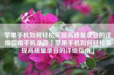 苹果手机如何轻松实现高质量录音的详细指南手机录音「苹果手机如何轻松实现高质量录音的详细指南」